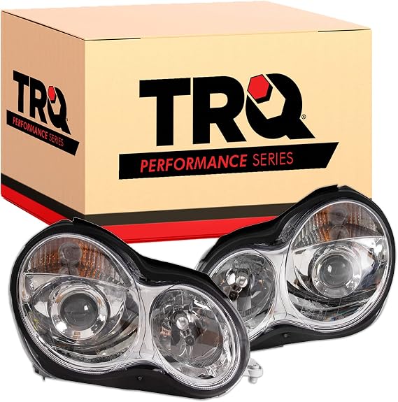TRQ Performance Driver and Passenger Side Headlight Assembly Set Chrome
