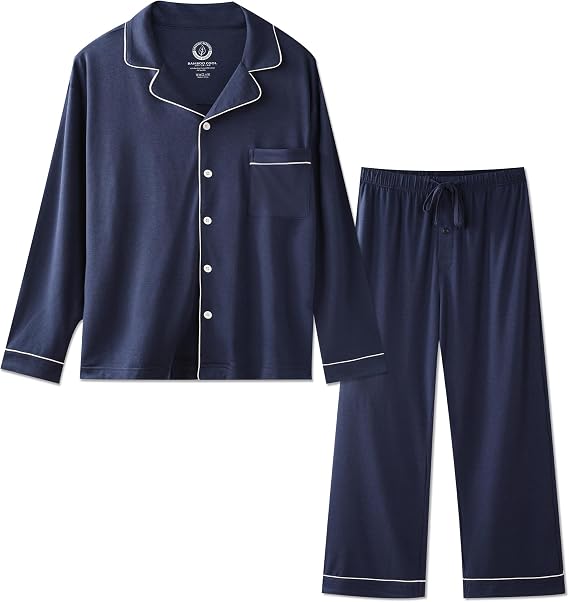 BAMBOO COOL Mens Pajama Set Lightweight Sleepwear Pjs with Pockets