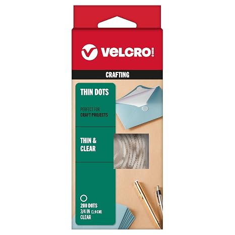 VELCRO Brand Thin Clear Dots, 3/4 in Circles, 200 Pack