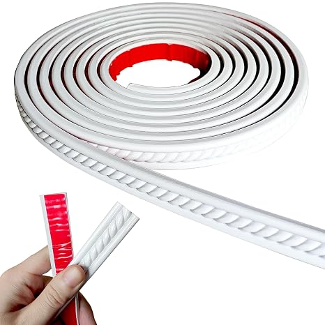 Peel and Stick Molding Trim Self Adhesive Flexible Wall Trim Crown Molding 3d Strip for Tile Wood Wall Panels Picture Mirror Frame Border Edge Corner Ceiling Wallpaper Moulding Decor Trim (120 inches)