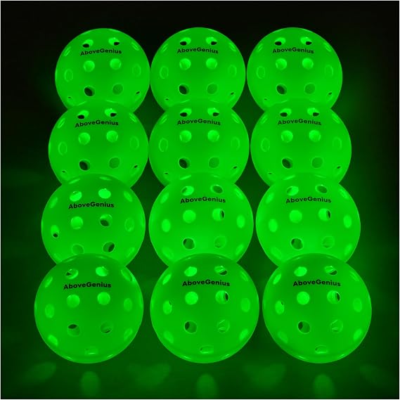 AboveGenius LED Light Up Pickleball Balls,Glow in The Dark Outdoor Pickleballs, High Visibility for Night Play, 40-Hole Durable Pickleballs with Tool, Pickleball Gift
