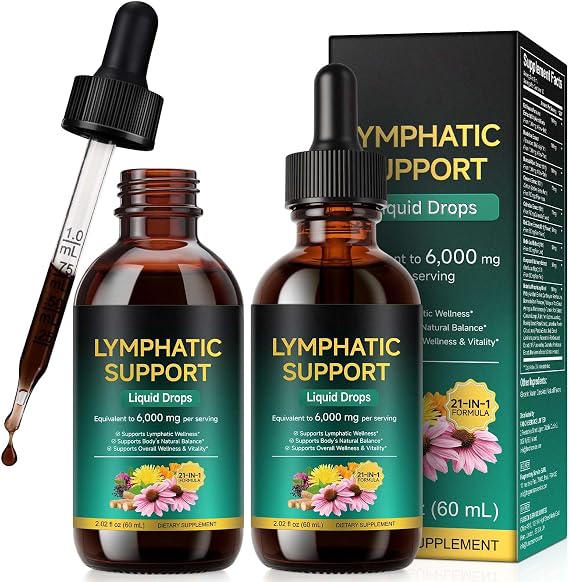 Lymphatic Drainage Drops 2 FL OZ, 2PCS Lymphatic Support Supplement, Herbal Blend for Efficient Drainage & Enhanced Overall Health, Alcohol-Free Liquid Drops