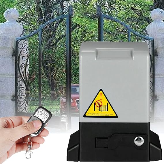 Automatic Sliding Gate Opener with 2 Remote Controls, Complete Kit for Sliding Gate, 750W Motor 1200kg Capacity
