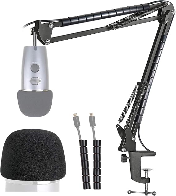 YOUSHARES Blue Yeti Nano Mic Arm Stand with Yeti Nano Mic Cover Foam, Mic Boom Arm for Blue Yeti Nano Microphone with 2pcs Cable Sleeve