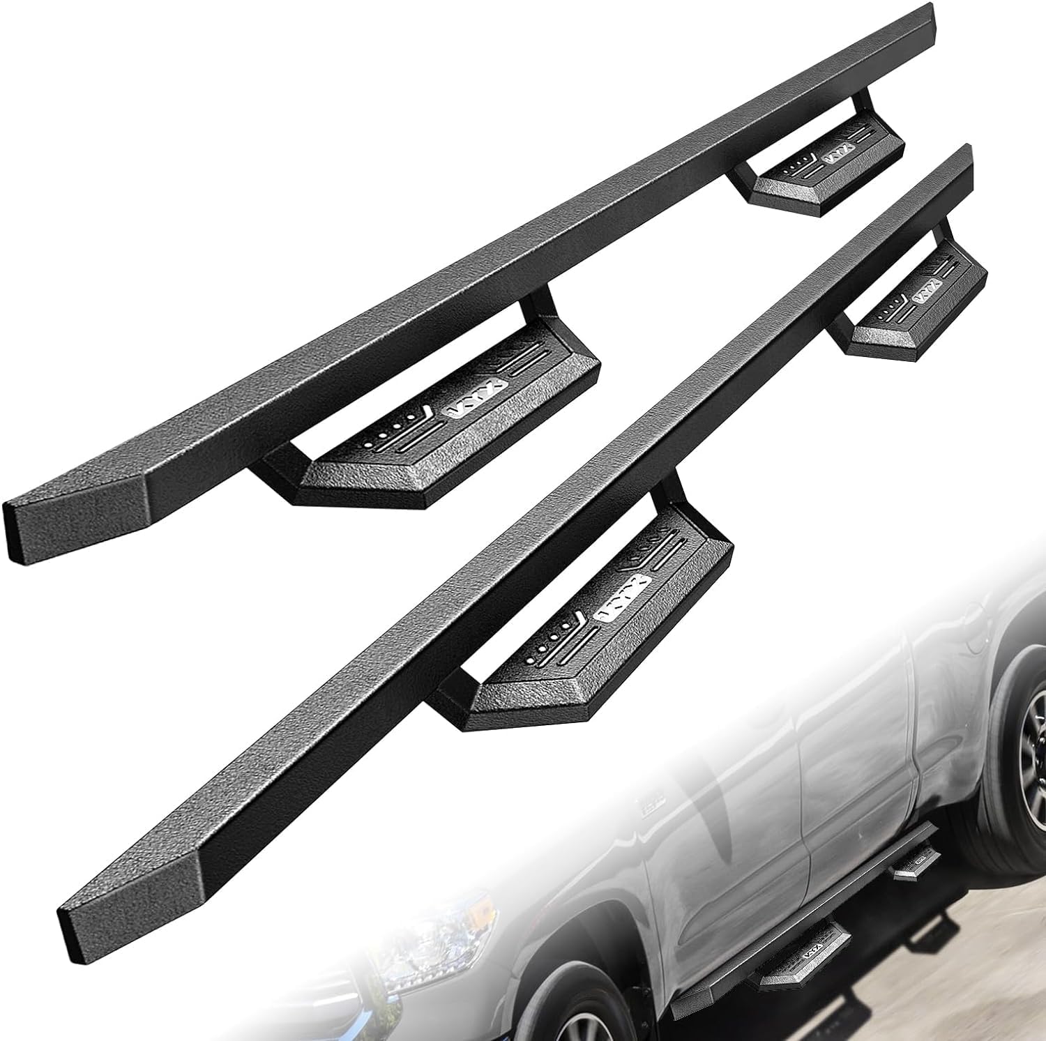 KYX Running Boards Compatible with 2005-2023 Toyota Tacoma Double Cab, 3-Stair Drop Side Steps Nerf Bars Step Rail Truck Steps