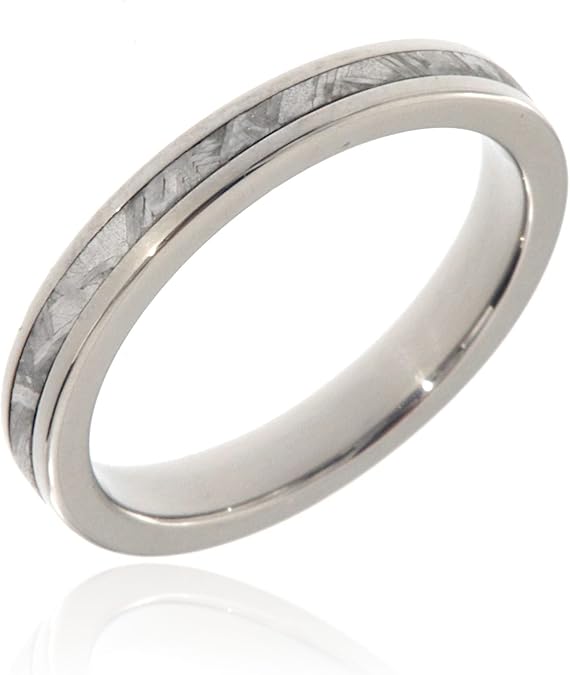 Authentic Gibeon Meteorite Ring 3mm Comfort-Fit Titanium Band Jewelry