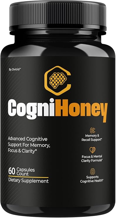 CogniHoney Capsules - Official Cogni Honey Pills Advanced Premium Formula for Maximum Strength, All Natural Ingredients with Vitamins for Overall Health & Wellness, 60 Capsules for 1 Month
