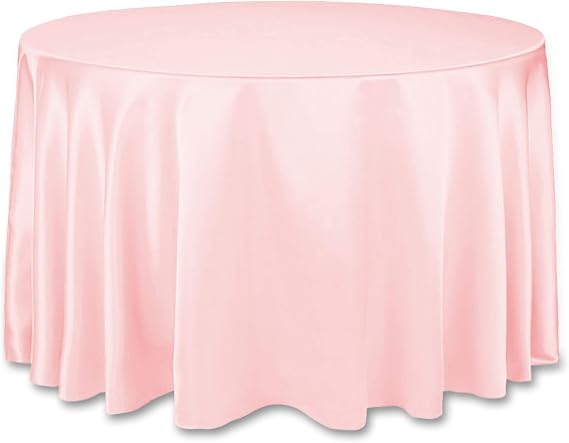 LinenTablecloth 108-Inch Round Satin Tablecloth Pink