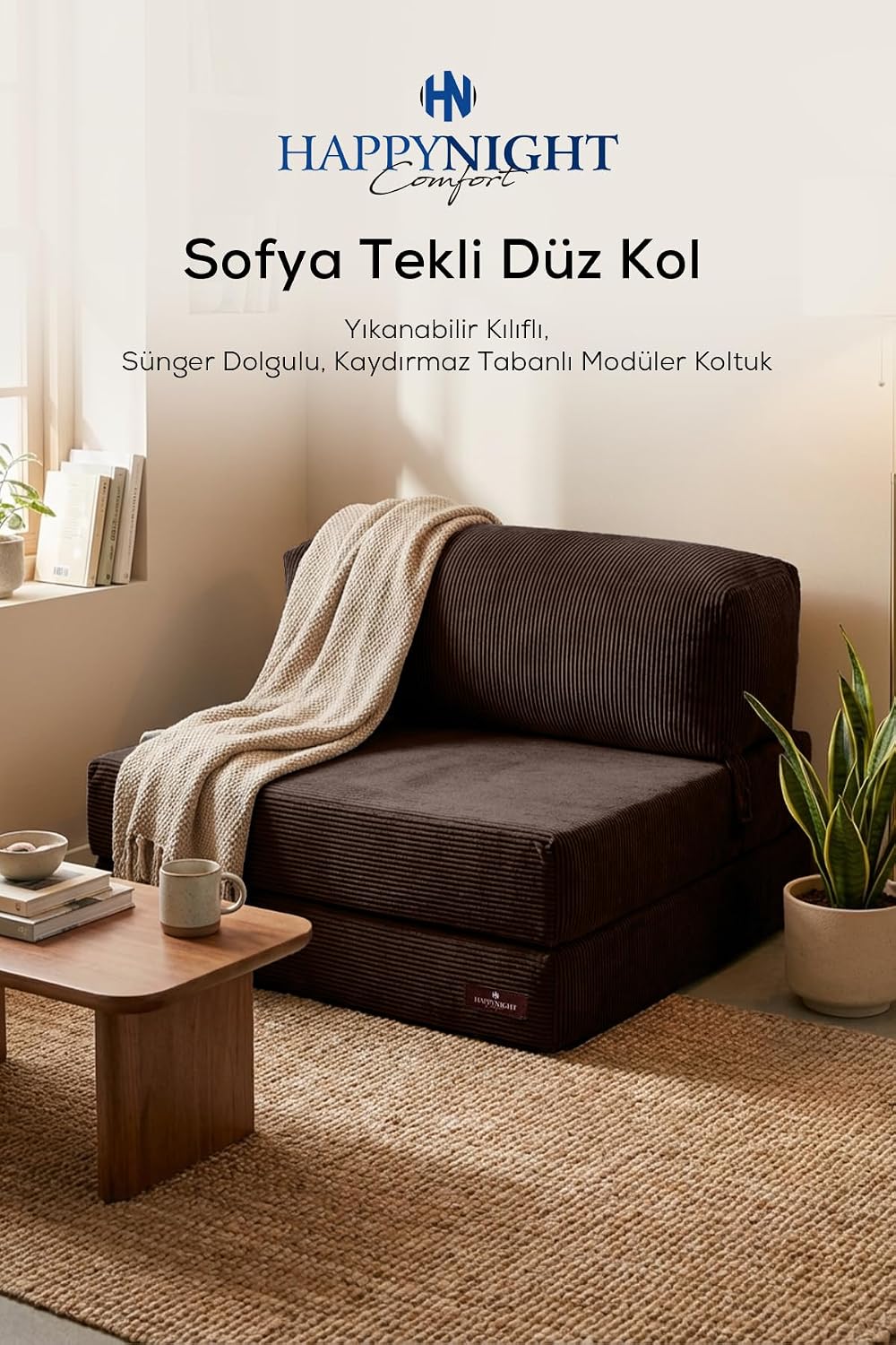 Sofya Tekli Koltuk Düz Kol | Oyun Koltuğu | Sünger Koltuk | Sinema Koltuğu. 90x90 CM (Kahverengi)