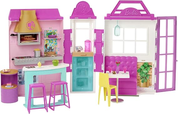 Barbie'nin Restoranı Oyun Seti, 30'dan Fazla Parçası ve 6 Farklı Oyun Alanı İle, 3-7 Yaş Arası Kızlar İçin GXY72, Çok Renkli
