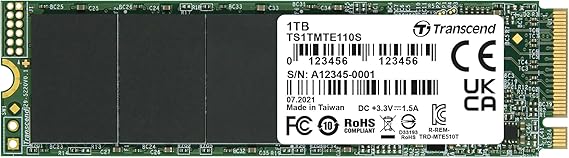 Transcend PCIe M.2 SSD 2280 1 TB NVMe PCIe Gen3 x4 3D TLC, TS1TMTE110S
