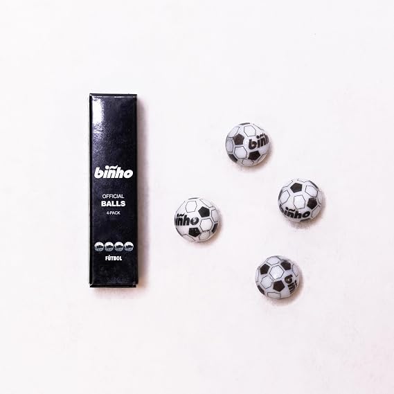 Binho Balls Futbol Edition 4-Pack for 2-Player Classic Board Game - Finger Flicking Soccer Balls for Binho Boards - Travel Friendly and Portable Tabletop Sports Game Set for Family
