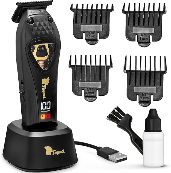 Fagaci Hair Trimmer for Men, Zero Gap Cordless Beard Trimmer, T Blade Liner