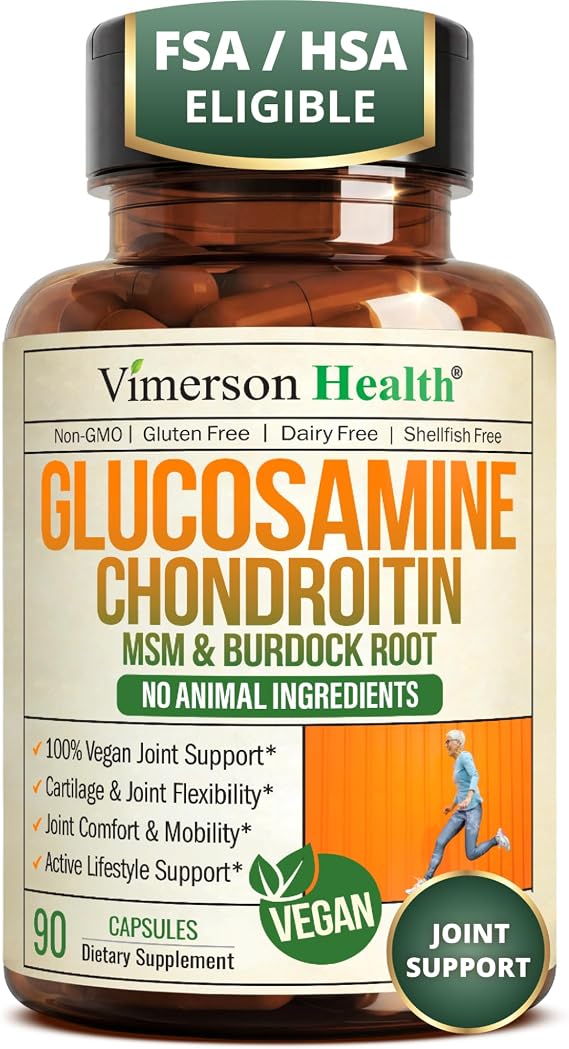 Vegan Glucosamine Chondroitin MSM Joint Supplements for Men and Women with Glucosamine Sulfate 1500 mg Joint Health Supplement for Cartilage, Mobility & Joint Support 90 Capsules