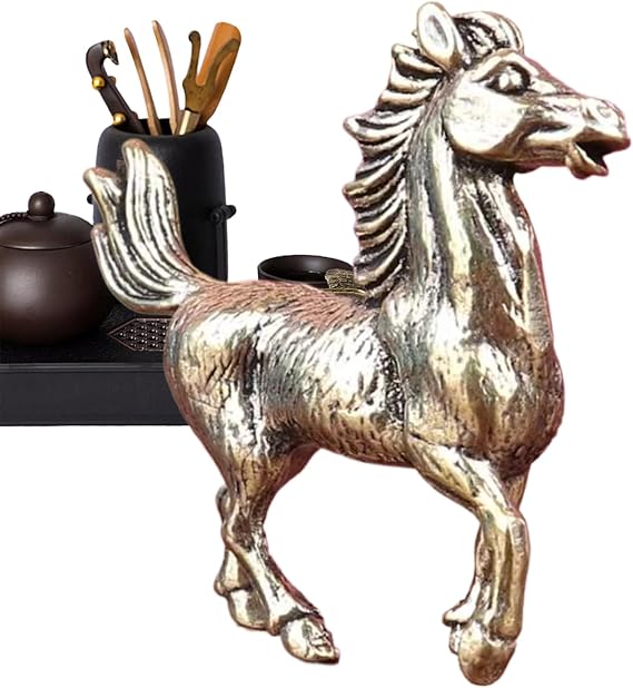 Tktouci Horse Statue - Galloping Brass Vintage Collectibles - Mascot Horse Decor,for Home Living Room Bedside Bookshelf Shop School Offices Cafes Bookstores Display Festival 