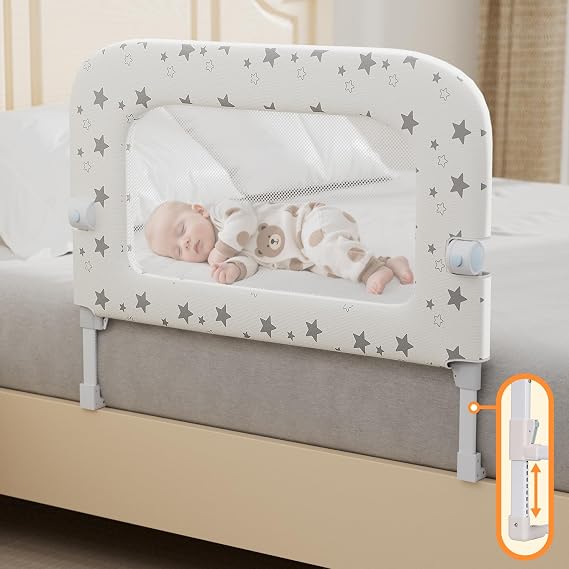 Bed Rail for Toddlers, 32" Foldable Bed Rail for Baby, Adjustable Height