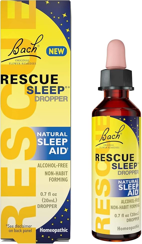 Bach RESCUE SLEEP Dropper 20mL, Natural Sleep Aid, Homeopathic Flower Essence, Free of Melatonin, Sugar, Gluten, Family-Friendly, Non-alcohol Formula