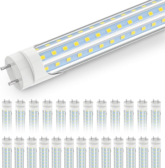 JESLED D-Shaped 4FT T8 LED Tube Light 40W 5200LM 5000K, Type A+B 25Pack