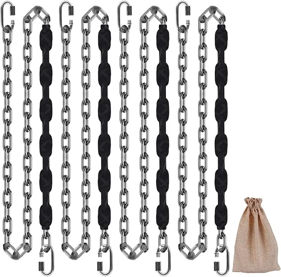 4 Stainless Steel Chains (Black 84") Swing Chains, Heavy Duty Swing Hardware,4 Quick Connection Buckles, Indoor and Outdoor Playground Swings Hammocks Sandbags, 1000 lb Capacity