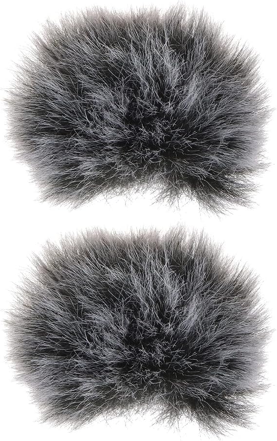 ECSiNG 2PCS Lapel Microphone Windshield Muff Lavalier Muff Pin-on Furry Microphone Windproof Muff for 5-10mm Diameter Microphone Outdoor Indoor Environments