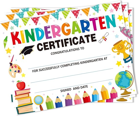 30 Pieces Kindergarten Graduation Certificates Kindergarten Colour Graduation Diplomas kindergarten Graduation Supplies Children's Student Achievement Awards 8.5 x 11 inches (white)