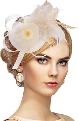 Victorian Feather Fascinators Hats - 2025 Derby Attire Headwear with Hairpin,1920s Tea Party Hat for Woman