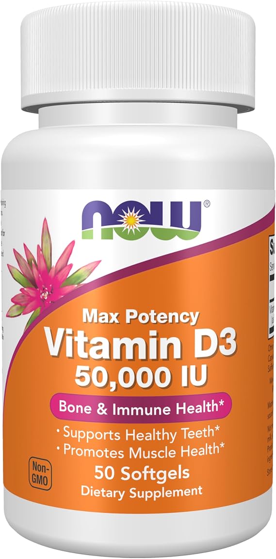 NOW Supplements, Vitamin D3 50,000 IU Softgels, 50 softgels
