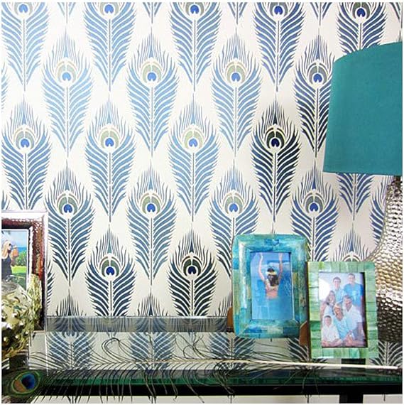 Peacock Feather Allover Stencil Pattern