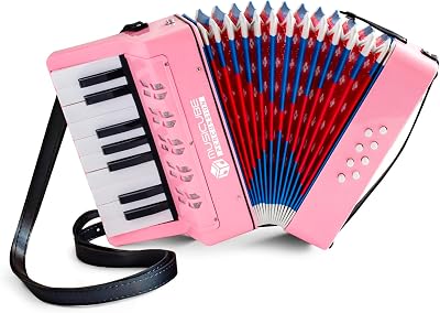 MUSICUBE Accordion Instrument for Kids Professional 17 Keys 8 Bass Accordion with Straps for Beginner Student Educational Musical Instrument for Boys Girls Aged 3 Gift Choice