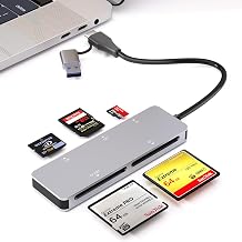 CFast 2.0 Card Reader, 5-in-1 USB A & USB C CFast Card Reader/SD/Micro SD/XD/CF Card Reader, 5Gbps Multi Memory Card Adapter Simultaneous Read CFast/CF/SD/TF/XD Cards for Camera/Computer/Phone/PC