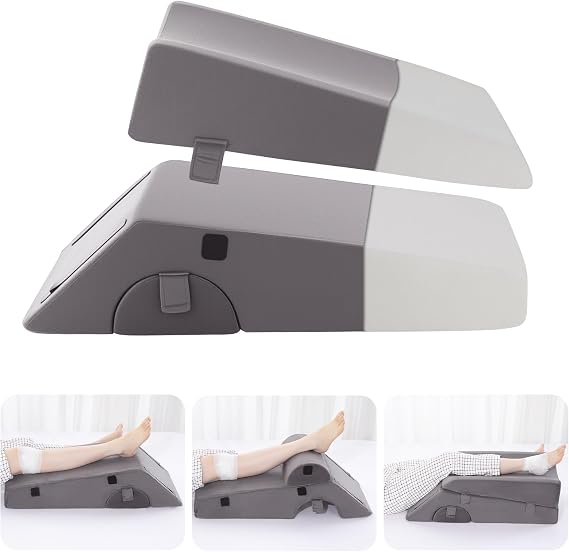 MABOZOO Leg Elevation Pillow for After Surgery, 5-Height Knee Replacement Recovery Pillow with Removable Pad for Knee Post-Surgery Recovery, Leg Surgery Equipment for Hip Ankle Pain Relief