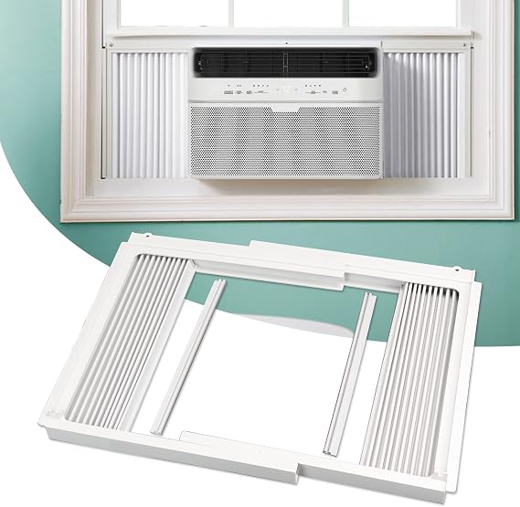 Flehomo Window Side Panel with Frame Adjustable Insulated AC Side Panel for 5000BTU Window AC Unit with Frame