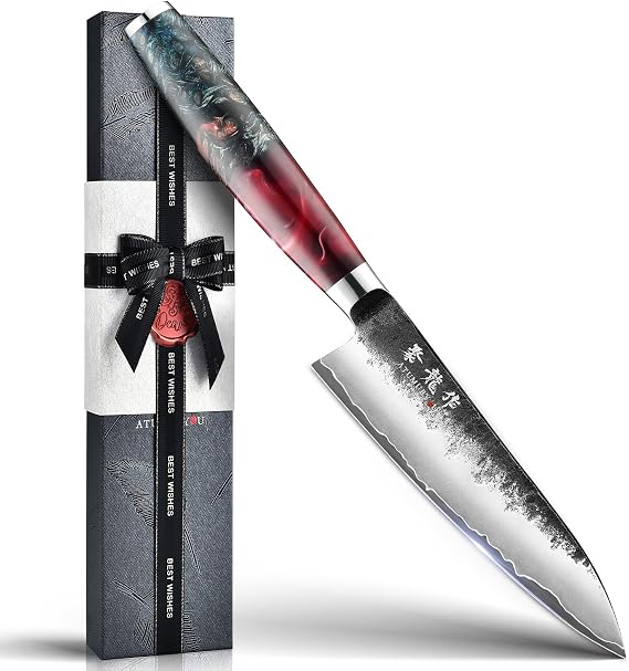 5.5'' Japanese Utility Knife, Black Forged 3-Layer VG10 Steel Core