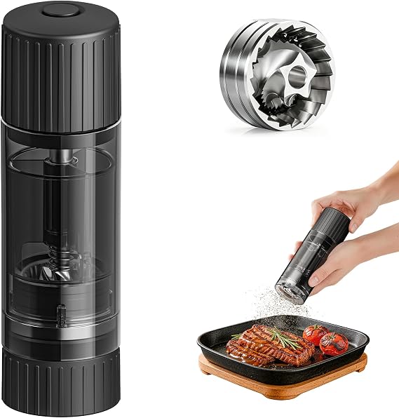 Luvan Pepper Grinder, Sleek Manual Pepper Mill with Stainless Steel Grinding Core, Adjustable Coarseness, Refillable Semi-Transparent Spice Grinder for Kitchen Cooking & Dining