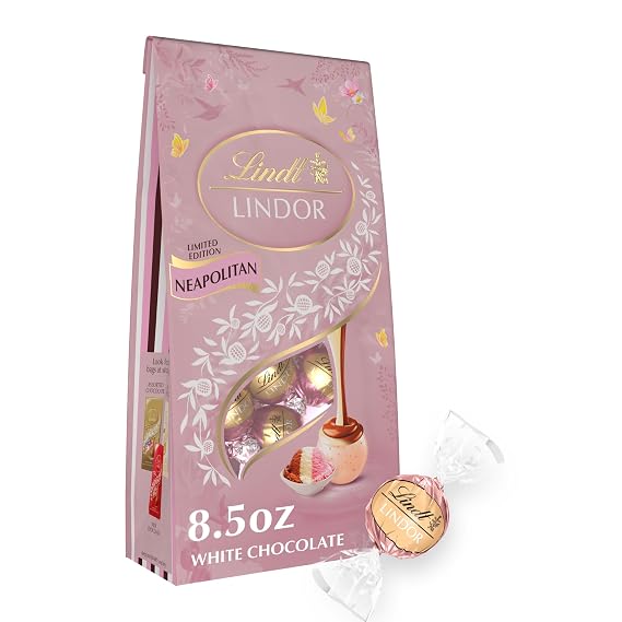 Lindt, Spring Neapolitan White Chocolate Candy Truffles, Chocolates with Smooth, Melting Truffle Center, 8.5 Ounce