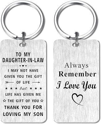 Jzxwan Daughter In Law Gifts for Christmas, Future Daughter-in-Law Wedding Day Gift Ideas, Happy Christmas Birthday Keychain for Daughters In Law