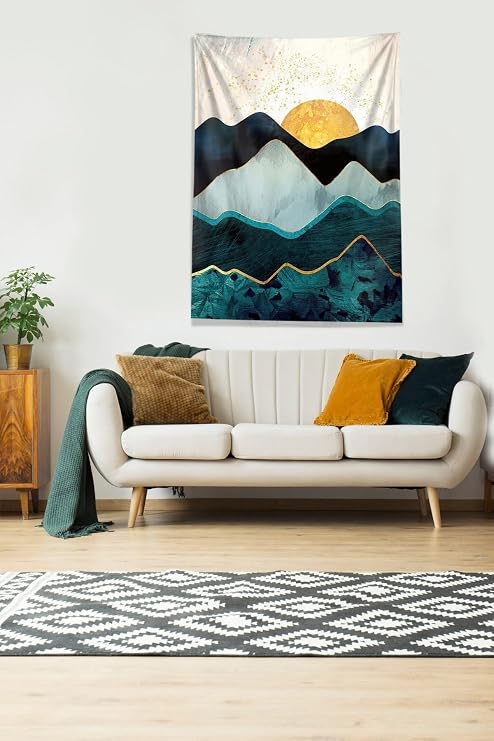 Pelangi Multirenk Güneşin Doğuşu Sunset Leke Tutmaz Kadife Kumaş Duvar Örtüsü Duvar Halısı Tapestry WLL314, 35 x 50