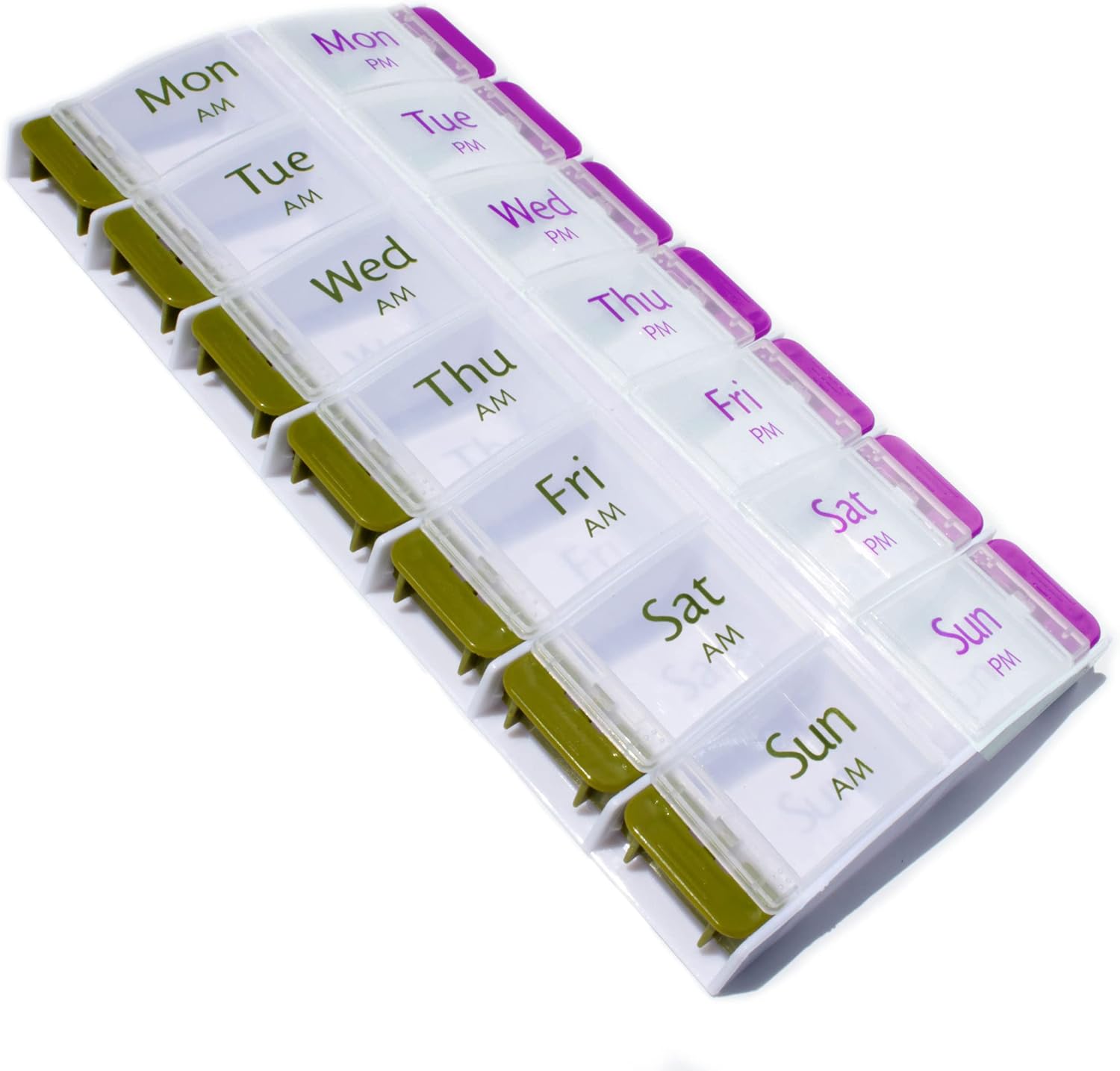 Pill Box ~ Easy Open Buttons ~ AM & PM 7 Day Medication Storage Case 14 Slot Pill Case
