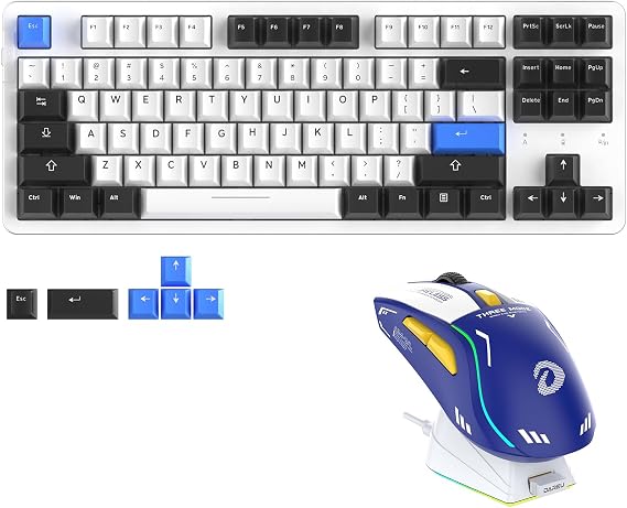 DAREU Wireless Keyboard and Mouse:EK87PRO 80% TKL Wireless Mechanical Gaming Keyboard &A950 Wireless Gaming Mouse with Charging Dock Combo