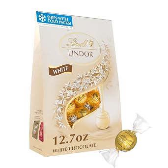Lindt LINDOR White Chocolate Candy Truffles, 12.7 oz. Bag