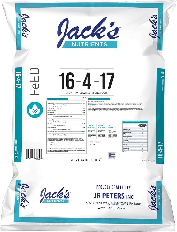Jack's Nutrients 16-4-17 Hydroponic Fertilizer, 25lb