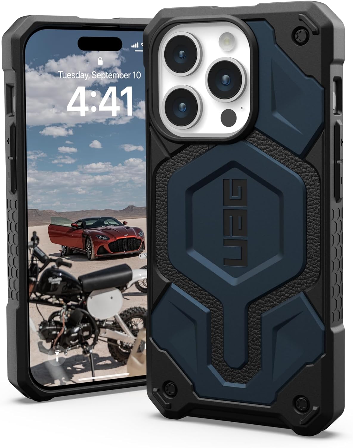 URBAN ARMOR GEAR Monarch Pro Protective Case Compatible with Apple iPhone 15 Pro Case [Wireless Charging/Magnetic Charging Compatible 5-Layer Protection] Blue (Mallard)