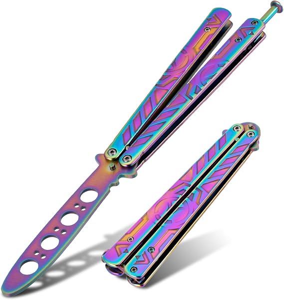 Little World Butterfly Knife - 1 Pack Trainer Practice Tool Steel Metal - Pro Folding Training Practicing Flipping Tricks Knife Unsharpened with Ergonomic Handle