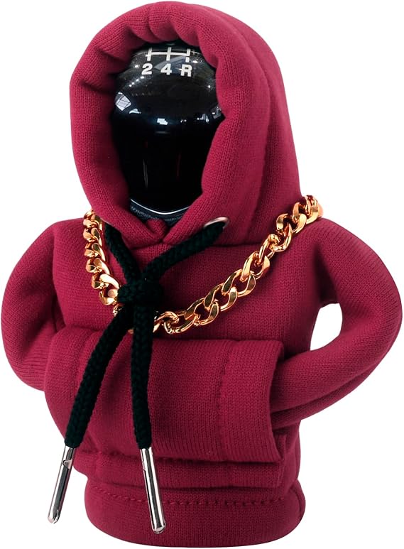 Gear Shift Hoodie, Funny Car Gear Shift Cover, Cute Car Shift Knob Hoodie, Automotive Interior Accessories, Universal Fit Knob Cover Gift (Red)