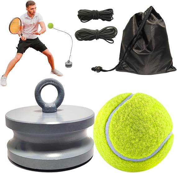 Tennis Training Device with Retrieval System Single Player Practice Ball Metal Base