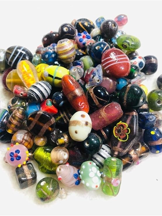 Flea Market El Yapımı Hint Cam Takı Boncuğu Karışık 25 Adet