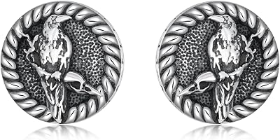 MISTBEE Viking Earrings for Men Women 925 Sterling Silver Raven Earrings Crow Skull Stud Earrings Viking Rune Earring Norse Jewelry for Birthday Christmas