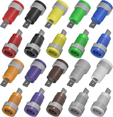 Goupchn 20PCS 4mm Banana Female Jack Panel Mount Socket Binding Post Adapters Ten Colors for 4mm Banana Plug Connectors