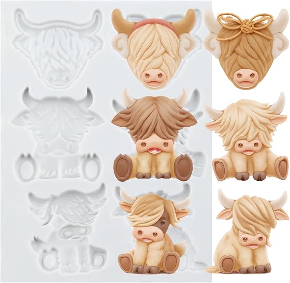 Scotch Cattle Polymer Clay Mold Highland Cow Silicone Molds