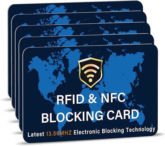 SaiTech IT 5 Pack RFID Blocking Card for Credit Debit ID Card, WM Blue